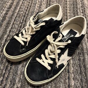 Golden Goose Black Suede Low-Top Sneakers with White Star